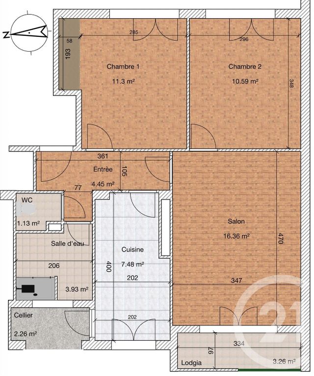 Appartement F3 à vendre - 3 pièces - 56.75 m2 - L HAY LES ROSES - 94 - ILE-DE-FRANCE - Century 21 L'Immobilière Rn 20